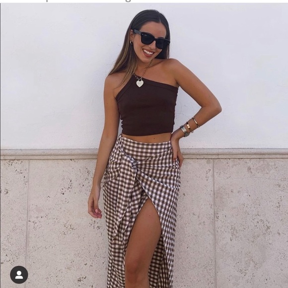 ZARA Gingham wrap skirt NWT - Picture 1 of 12